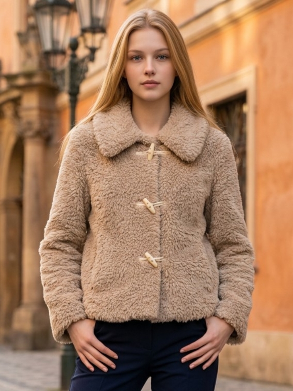 Kensie Teddy Fur Longsleeve Jacket in Ginger Root Lined M EUC